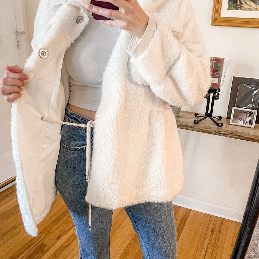 Anthropologie Maeve Cinched Waist Faux Fur Jacket - Picture 6 of 13